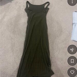 Sleeveless Ribbed Maxi Dress - Olive Green